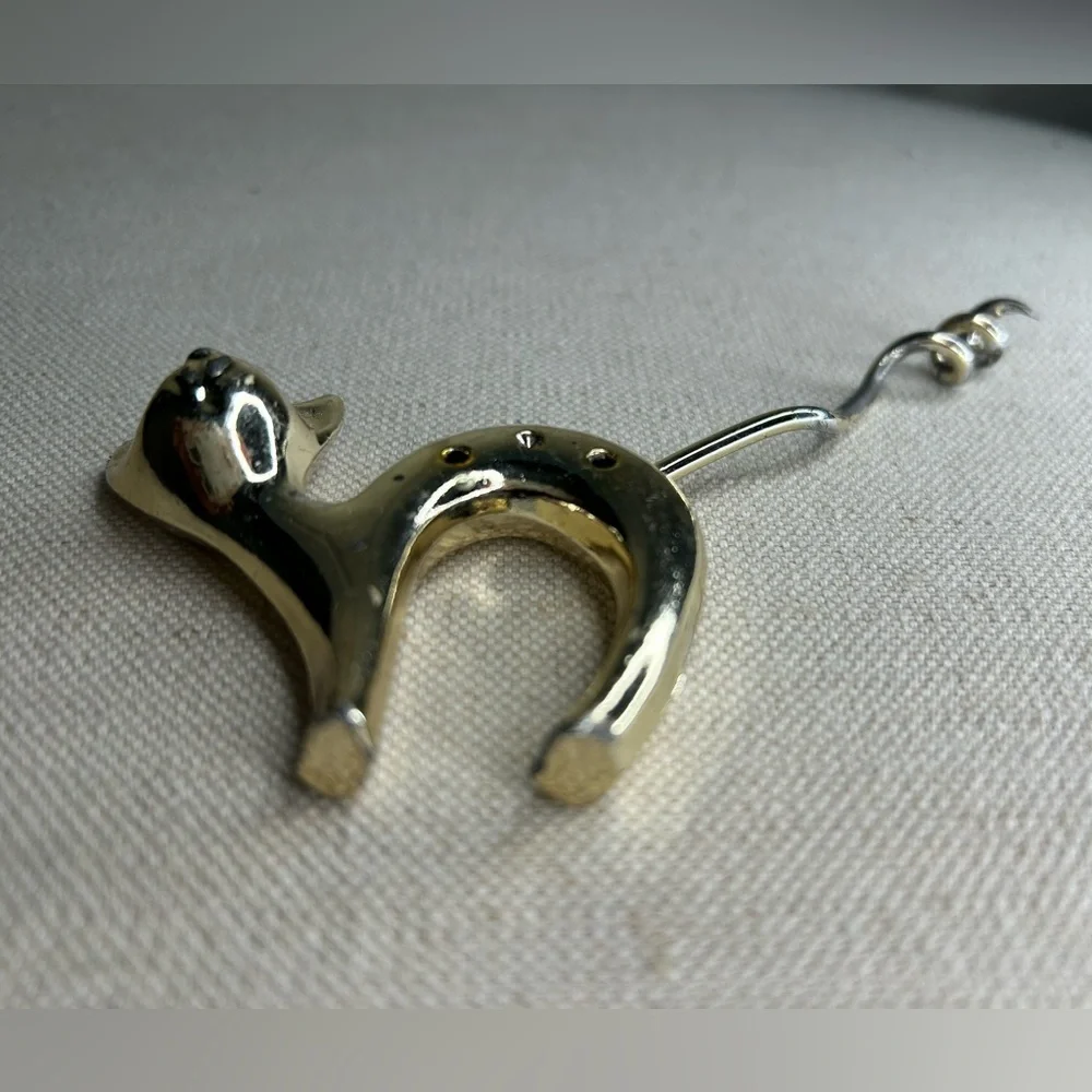 Vintage MCM Cat Kitten Wine Bottle Opener Corkscrew Bar Alcohol
